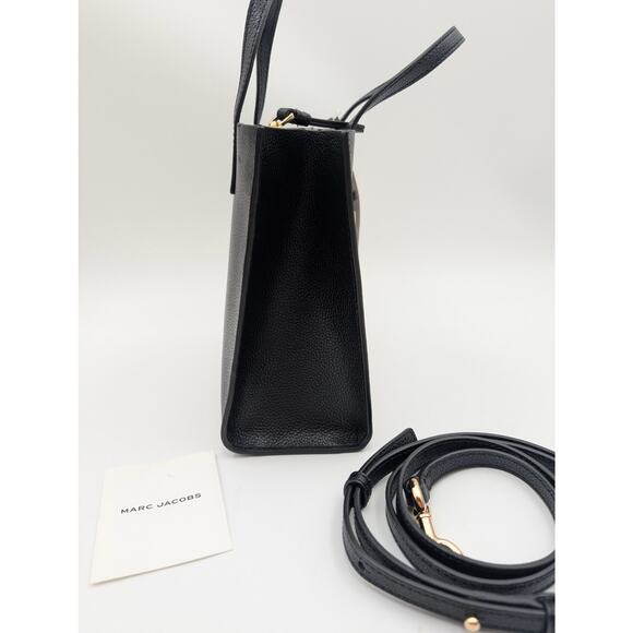 Marc Jacobs Mini Grind Coated Leather Tote Bags Zip Pockets Black M0015685 - Picture 4 of 16